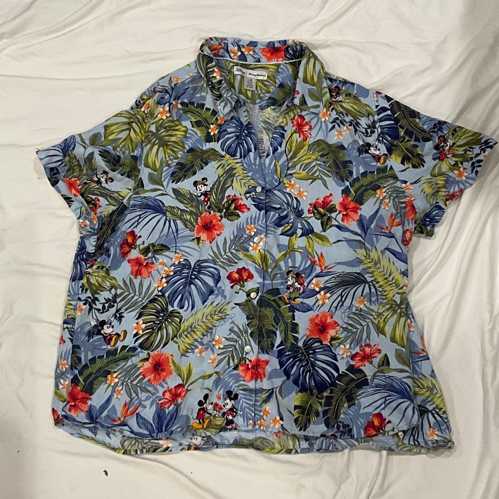 Disney Blue Floral Shirt with Characters